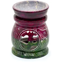 Small Coloured Soapstone Oil Burner 8cm - Om & Elephant