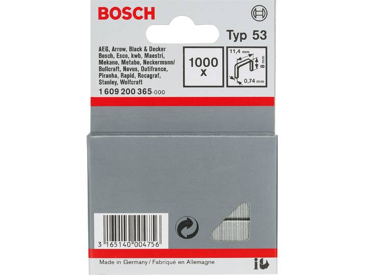 BOSCH 1609200365 1.000 agrafes BOSCH type 53 8 mm