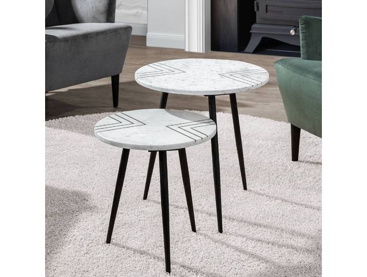 Beistelltisch IV 2-teilig Ø 50cm Weiß