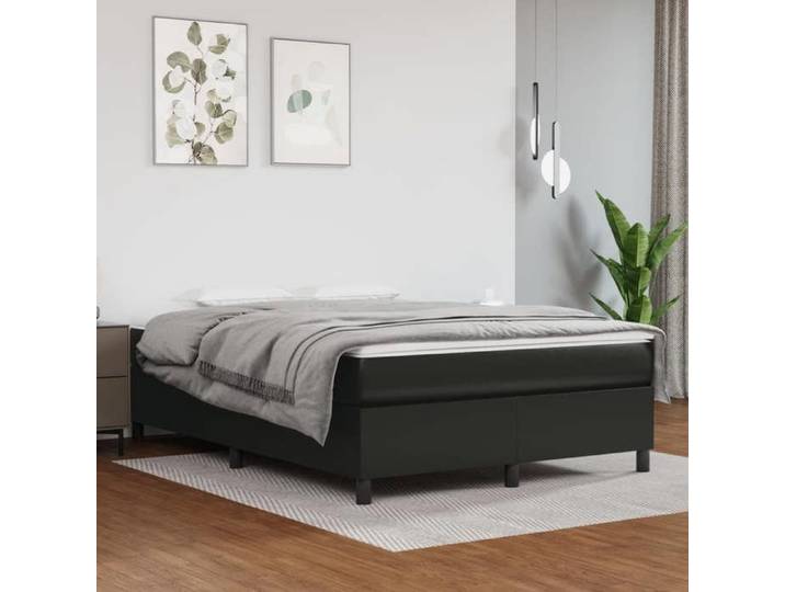 CHIC Lit adulte 2 places - 140x190 cm Structure/Cadre de lit noir 140x190 cm similicuir #Sara41816