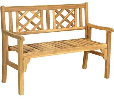 Costway Patio Foldable Bench with Curved Backrest and Armrest