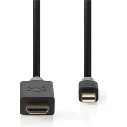 Nedis Mini Displayport-Kabel DisplayPort 1.4 Mini DisplayPort Stecker HDMIT Stecker 48 Gbps Vergolde (2 m), Videokabel, Grau