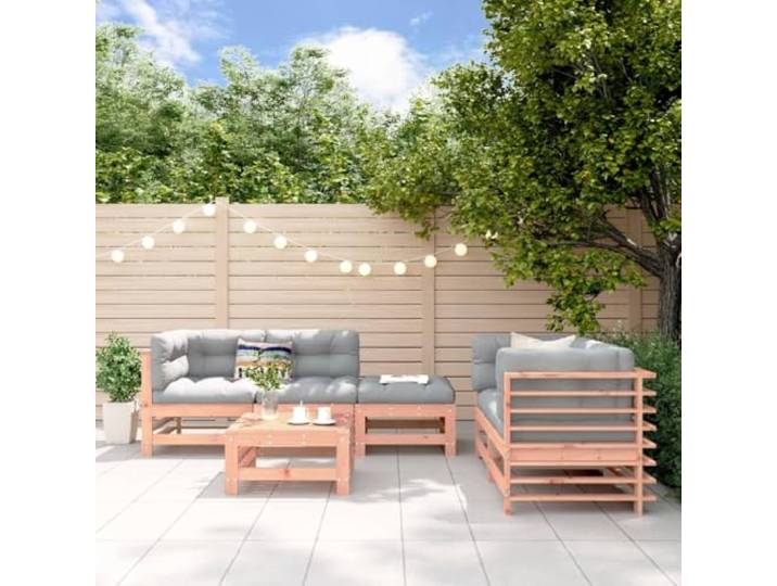 Bois massif douglas design lattes meuble jardin 6 pieces marron Salon de jardin 6 pcs bois massif douglas avec canapes modulaires et repose-pieds pour terrasse patio exterieur, ensemble