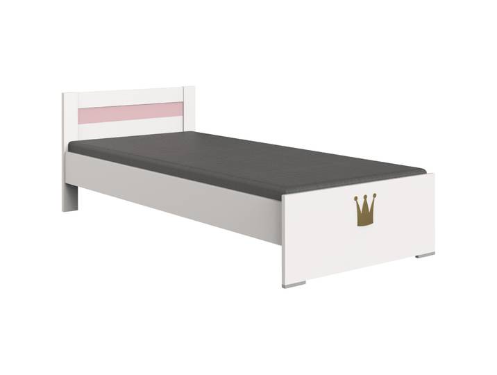 Bett Cindra Weiss, Rosé Holz 90 x 200 cm - Material: Holzwerkstoff - Bett