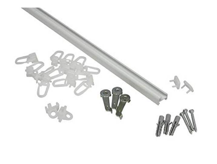 GARDINIA Aluminium-Schiene 13 mm, 1-läufig, Inkl. Zubehör, Weiß, 120 cm
