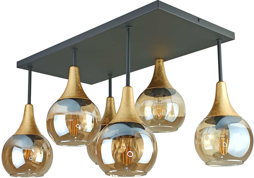 Ivy Bronx Asa Glass Semi Flush Mount Gold/Honey 40cm H X 68cm W X 38cm D