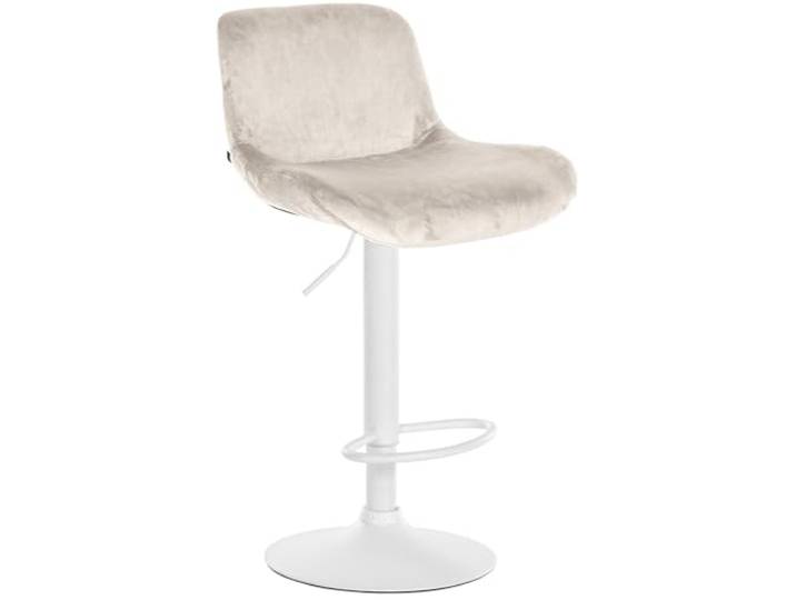 CLP Barhocker Solon Weiß I Samtbezug oder Stoffbezug I Barstuhl höhenverstellbar und drehbar I gepolsterter Tresenhocker mit Rückenlehne, Farbe: Creme, Material: Samt