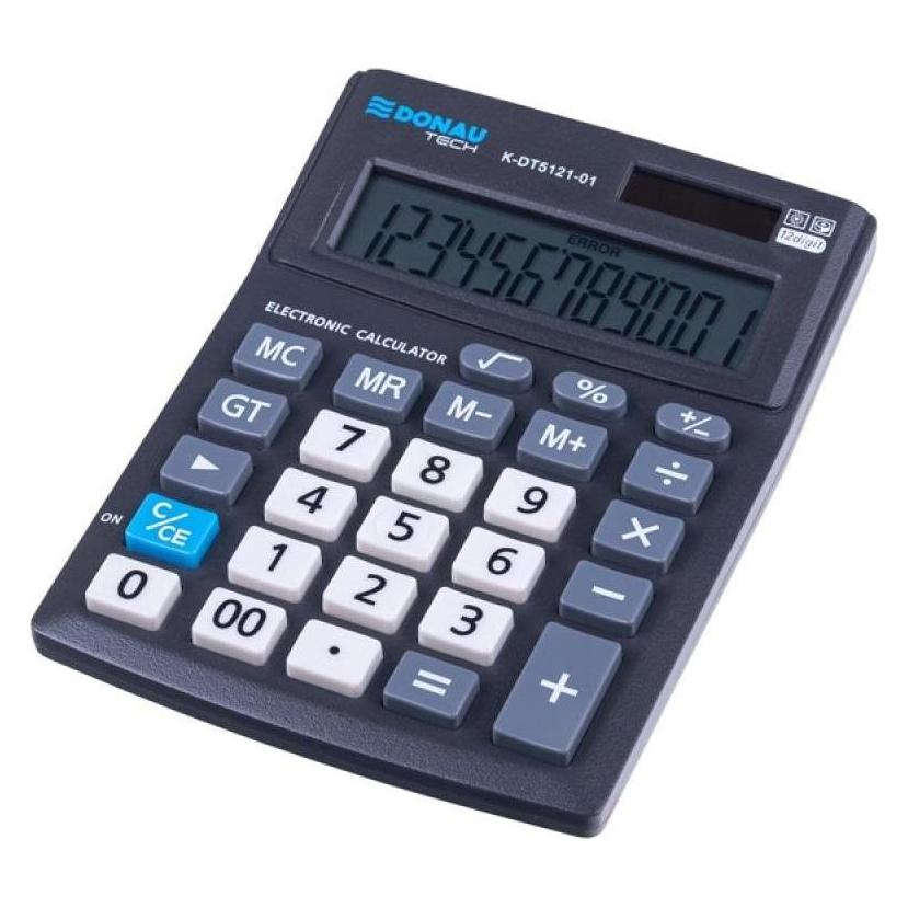 Donau Bürorechner tech, 12-stellig, anzeige, masse 137x101x30mm, schwarz (Batteriebetrieb, Solarenergie) (47273749)