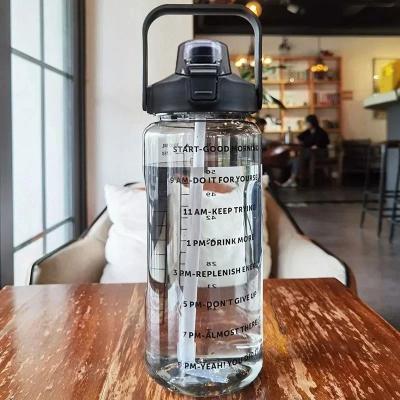 Uplifted Finds 2L Portable Sports Water Bottle With Time Marker And Straw black