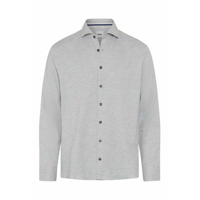 Langarmhemd BRAX "Style HAROLD", Herren, Gr. M, Normalgrößen, hellgrau, Web, 100% Baumwolle, Hemden