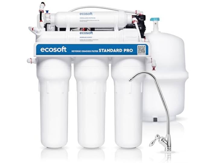 Ecosoft Umkehrosmoseanlage Standard PRO 5 Stufen Untertisch Wasserfilter, 8 Liter pro Stunde, ohne Pumpe, mit Osmosehahn