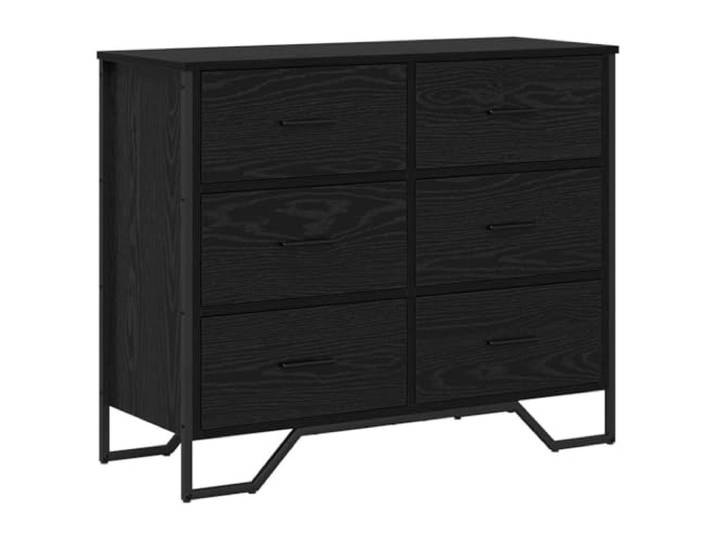 Kommode mit 6 Schubladen, schwarze Eiche, Holz, 91 x 35,5 x 74,5 cm Platzsparende vertikale Aufbewahrung, ausziehbare Schubladen, skandinavischer Stil, einfache Wartung, täglicher Gebrauch