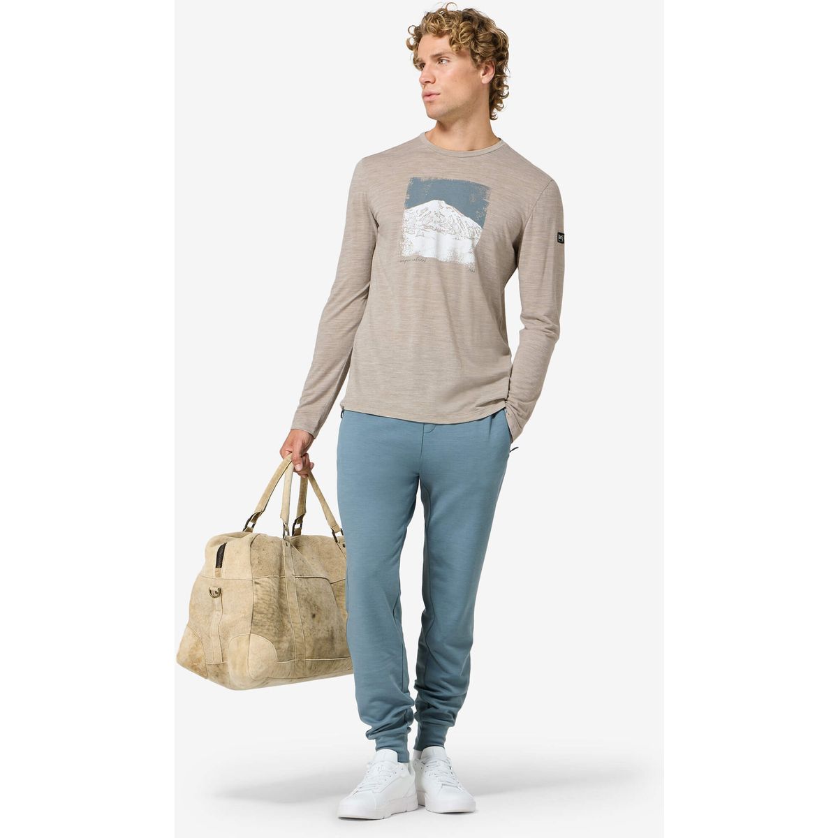 Super.Natural M Lithography Mountain LS vintage khaki melange/various (17E) L SNMP0210417EL