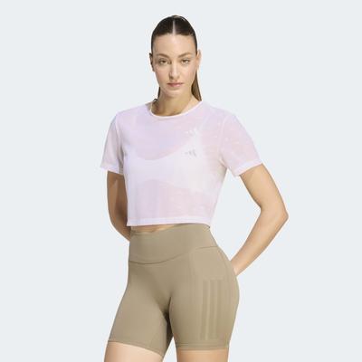 T-Shirt ADIDAS PERFORMANCE "PRIMELIFT ESSENTIALS WORKOUT MESH-, KASTIG GESCHNITTEN", Damen, Gr. M, weiß, Obermaterial: 78% Polyester, 22% Elasthan, Rundhals, Shirts T-Shirt