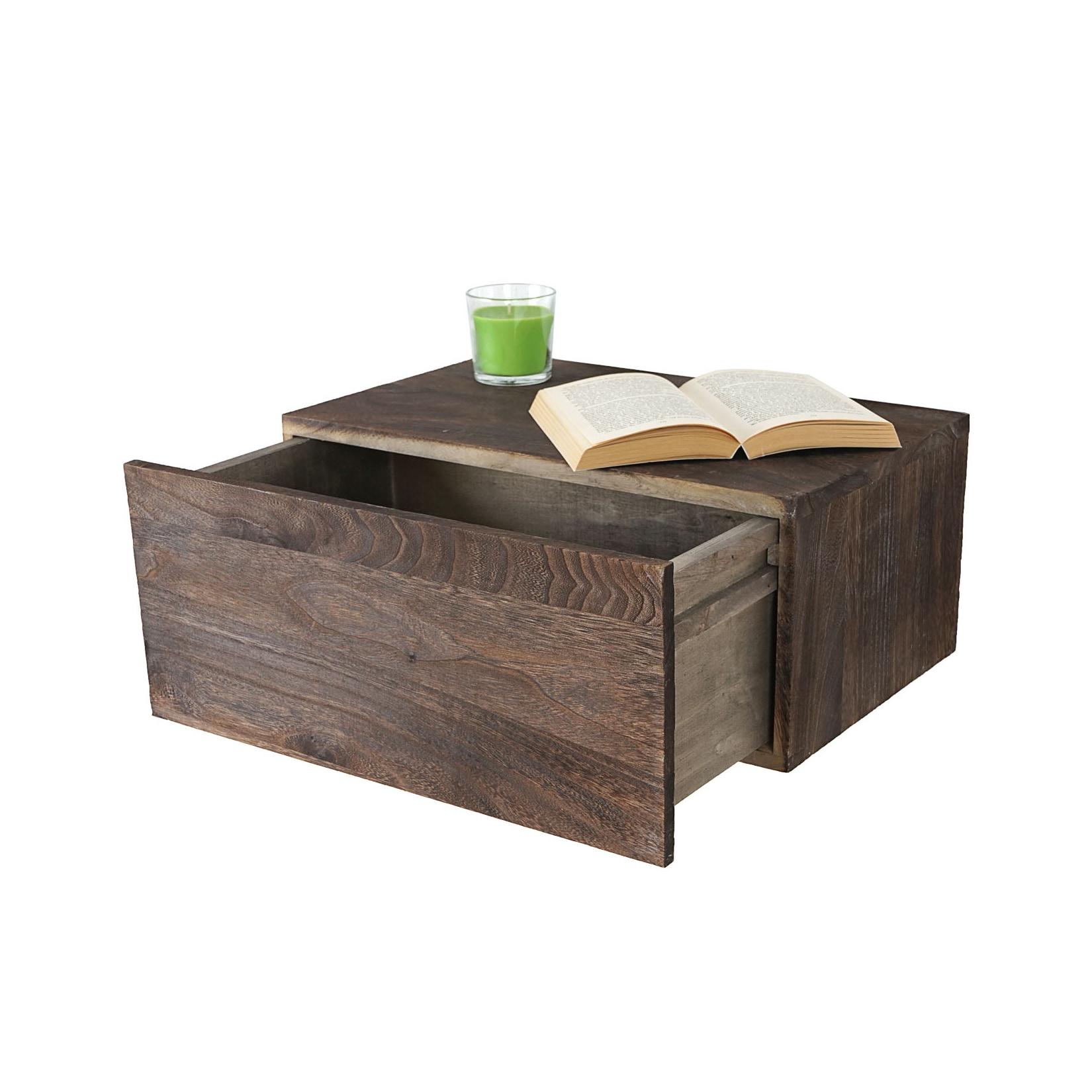Wandregal Arlon, Schubladen-Regal, Shabby-Look Vintage, 21x46x30cm braun