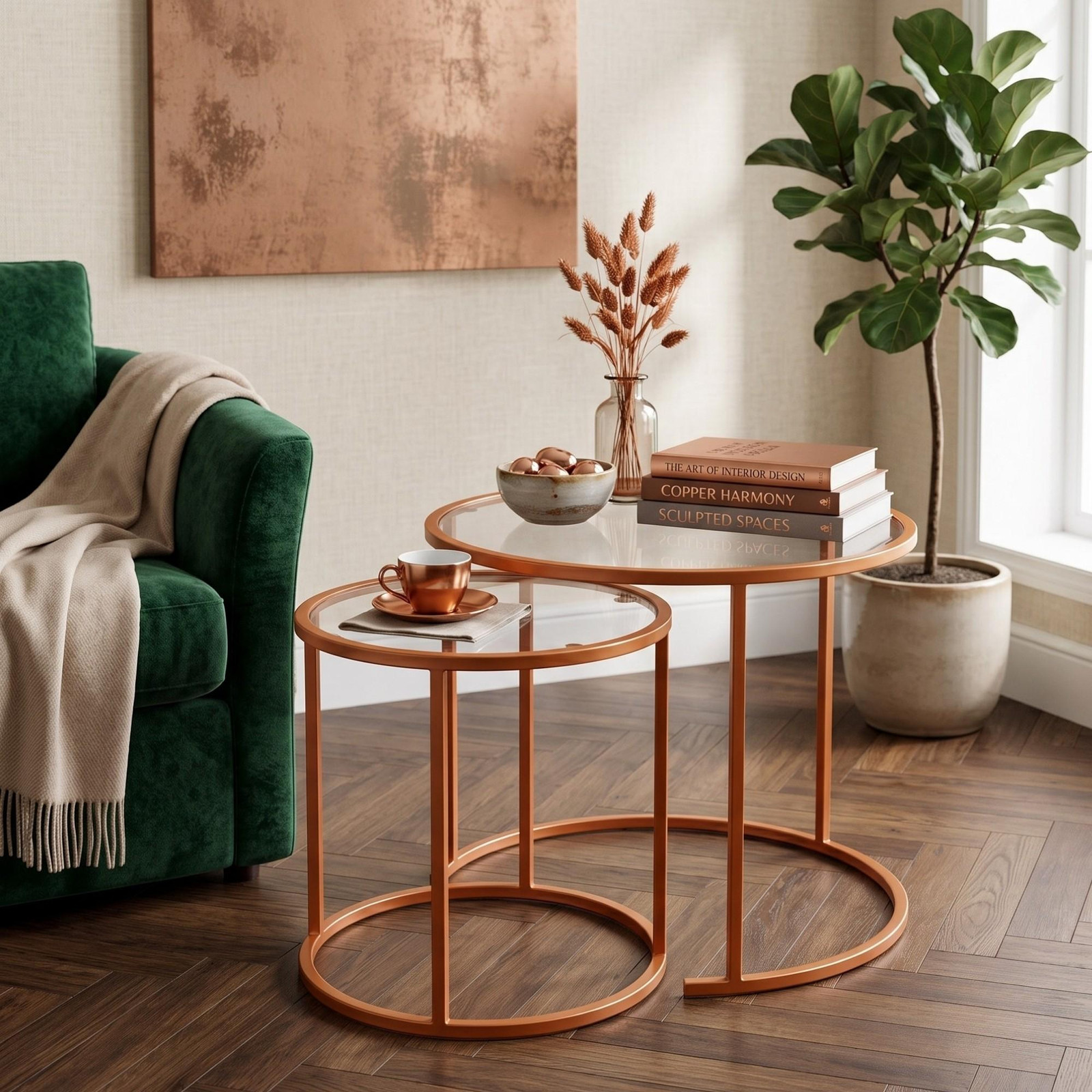 Skye Decor Set van 3 Bijzettafels - Oranje - Metaal