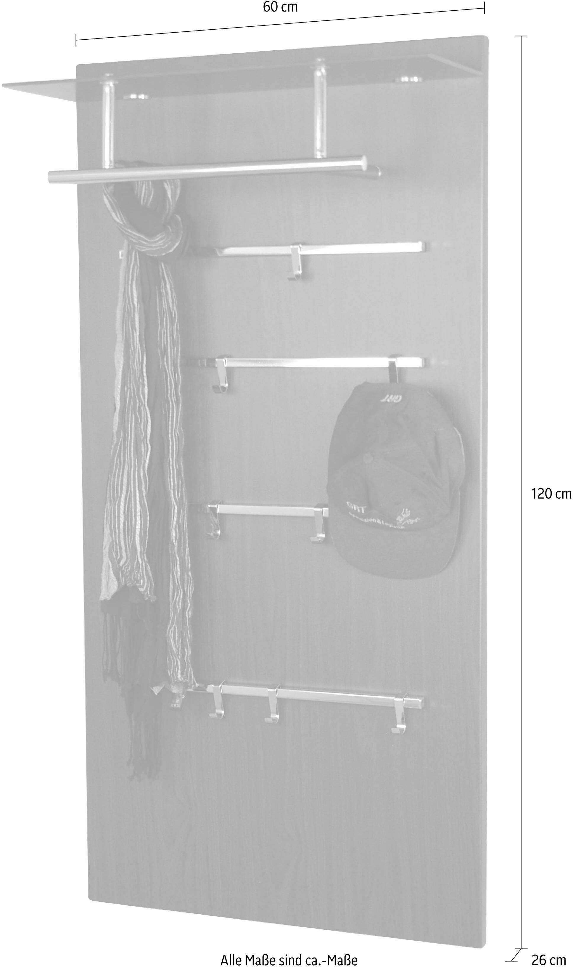Garderobenpaneel INOSIGN "1200 CSF", braun (braun, schwarzglas), MDF, Garderobenpaneele, Garderobenpaneel, Masse (B/T/H): 60/26/120 cm braun, schwarzglas Einheitsgröße