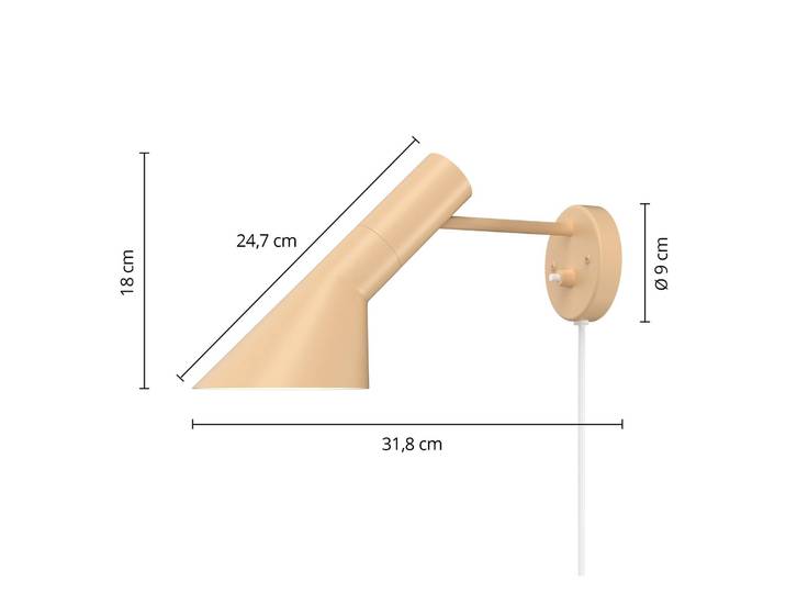 Design wandlamp AJ, crème / amber, Woon-/ Eetkamer, metaal, Design, Wandlamp design