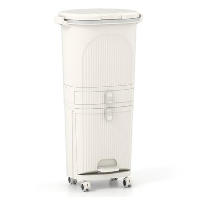 Helloshop26 - Küchenabfalleimer 43 x 29 x 74,5 cm mit 2 herausnehmbaren Eimern und modernem Sortiersystem in beigefarbenem PP 20_0018571