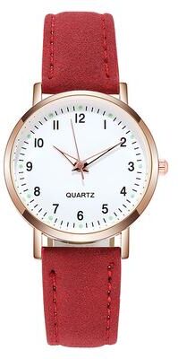 Friendly Fresh Finds Luxury Leather Quartz Watch For Women Elegant Backlight Wristwatch For Ladies red no