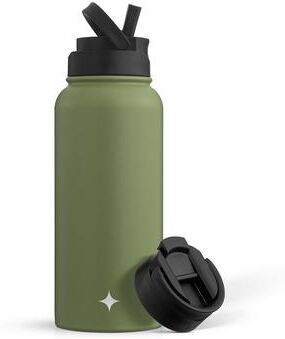 JoyJolt Vacuum Insulated Stainless Steel Water Bottle with Flip Lid & Sport Straw Lid - 32 oz