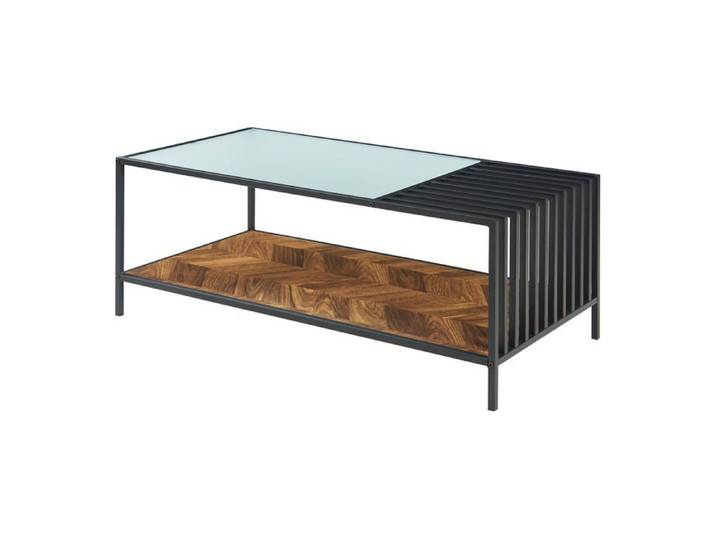 Table basse - HELLOSHOP26 - Modèle rectangulaire - Noir - Effet chêne foncé - 120x60x45 cm