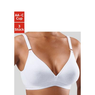 Bralette-BH "BH ohne Bügel, Triangel-BH, Baumwoll-BH, Soft-BH", Damen, Gr. 75, Cup B, schwarz-weiß (2xweiß, 1xschwarz), Jersey, Obermaterial: 75% Baumwolle, 15% Elasthan, 10% Polyester, PETITE FLEUR BY LASCANA, Basic, BHs BH BH-Set Triangel-BH...