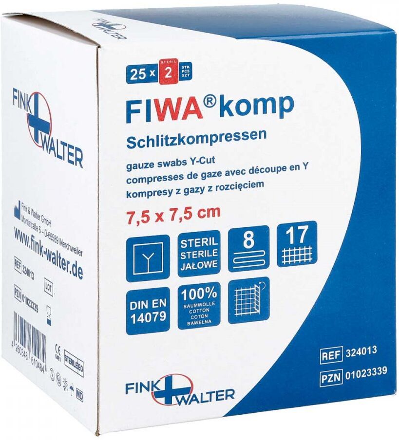 Schlitzkompressen 7,5x7,5cm 8fach steril 25X2stk
