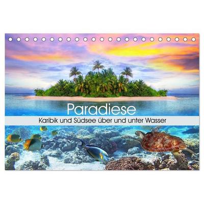 Paradiese. Karibik und Südsee über und unter Wasser (Tischkalender 2027 DIN A5 quer), CALVENDO Monatskalender