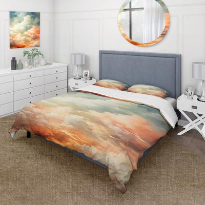 DESIGN ART "Designart ""Soothing Sunset sky clouds"" Sky Bedding Cover Set - Traditional Bed Set with Shams"