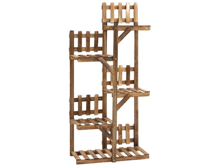 ComfortXL Blumentreppe De-12107 5-stufig mit kleinen Barrieren, 60/30/130 cm Natur, Naturfarben, Holz, 30x130x60 cm, Wohnzimmer, Wohnzimmertische, Blumenständer