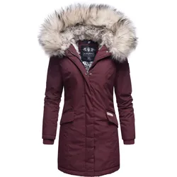 NAVAHOO Damen stylischer Wintermantel Winterparka mit Kunstfell-Kapuze Cristal