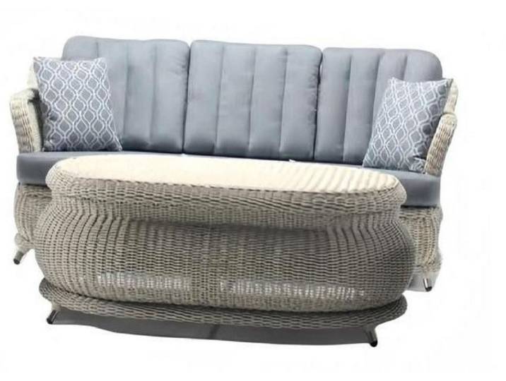 Xlmoebel Gartenlounge-Set Rattan Lounge Möbel für Balkon und Terrasse in elegantem Design, (Gartenlounge-Set, 2-tlg., 2tlg Set(Sofa 3 Sitzer+Couchtisch), Hergestellt in Europa