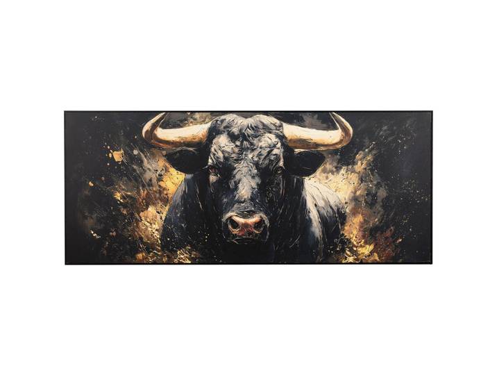 Euroart Metallbild Black Bull VI - Haptic Effect, Mehrfarbig, Metall, Tiere, rechteckig, 50x120x4 cm, 3D-Effekt, gerahmt, Bilder & Rahmen, Bilder, Holz & Metallbilder