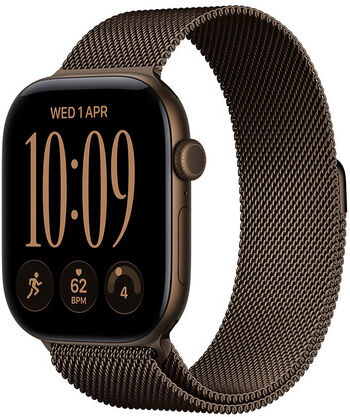 Apple Watch Series 12 GPS + Cellular, cassa 46 mm in alluminio color bronzo scuro con loop in maglia milanese color bronzo scuro - M/L