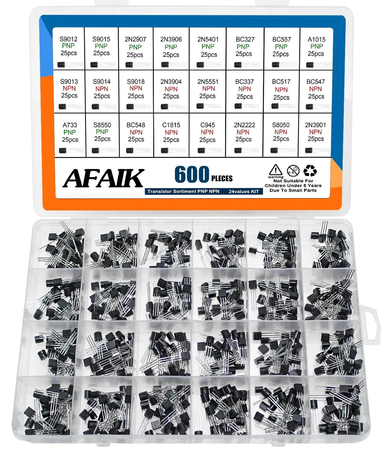 Lustrens Transistor-assortiment 600 stuks met 24 Waarden voor Algemeen Gebruik
