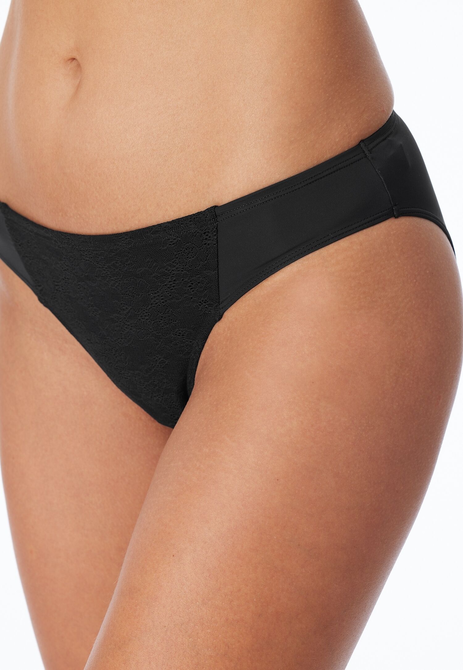 Rioslip SCHIESSER "Air", Damen, Gr. 36, Spitze, schwarz, Spitze, Obermaterial: 85% Polyamid, 15% Elasthan, körpernah, Unterhosen Rioslip, blickdichter Spitzen-Einsatz, weich, Microfaser schwarz 36, Spitze
