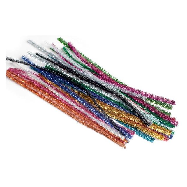 Øvrige Chenille glitter 30cm 8mm 24 stk mix (8716659100313)