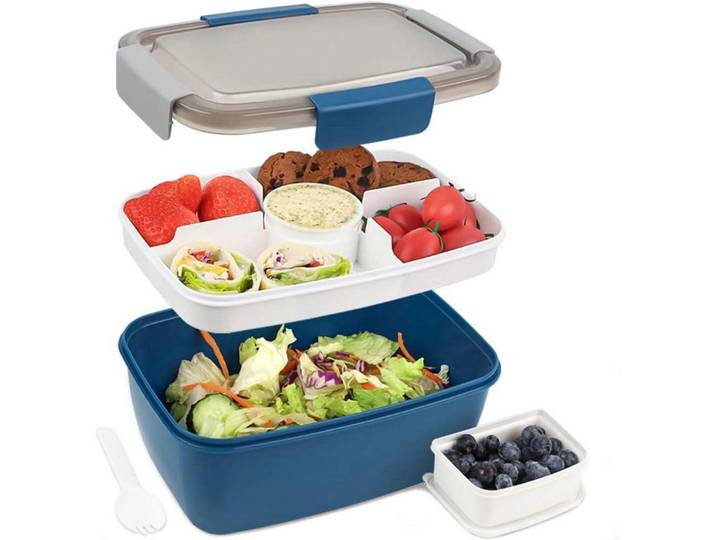 Lunchbox 2000ml Blau, Kunststoff, 12.5x9.6x23.5 cm, Küchenzubehör, Vorratsbehälter, Brotkästen