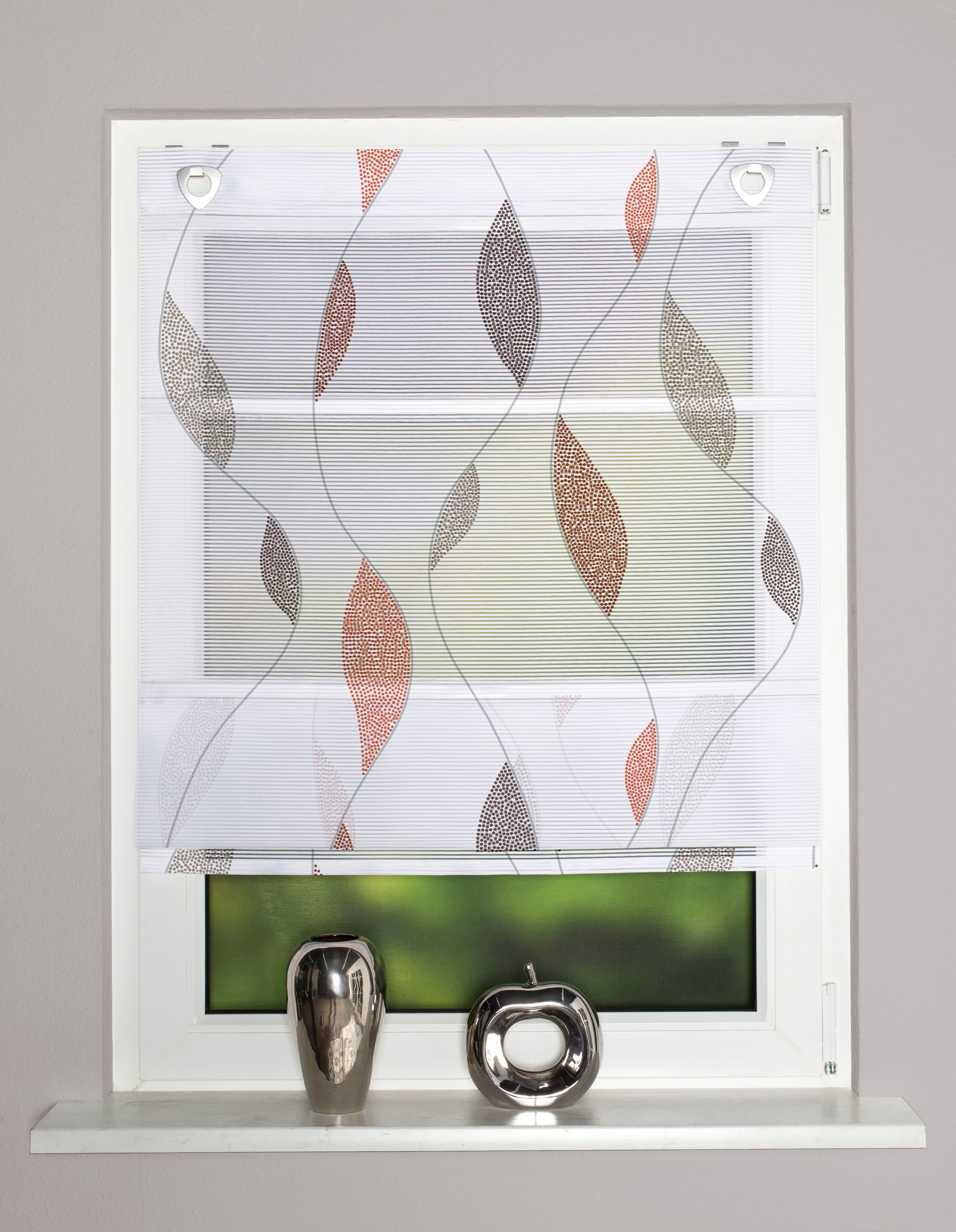 Magnetrollo HOME WOHNIDEEN "PAOLO", bunt (terra), B:60cm H:130cm, Obermaterial: 100% Polyester, Raffrollos, Magnetrollo, digital bedruckt terra 130cm, Hakenaufhängung, 60cm