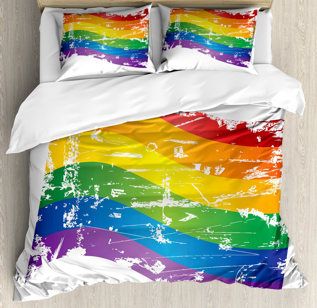 ABAKUHAUS Vintage Regenboog Dekbedovertrekset voor Tweepersoonsbedden, Gay Pride Vlag, Zachte Microvezelstof, 240 x 220 cm