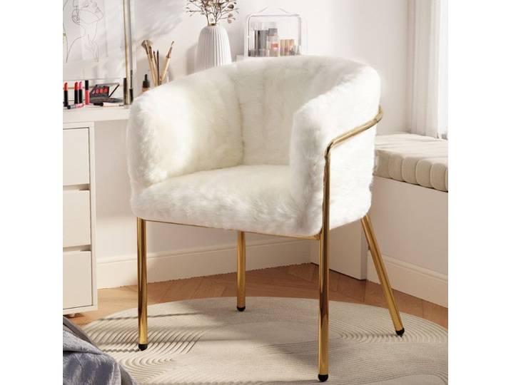 Chaise de loisirs individuelle Chaise dressing salon et chambre à coucher luxe quatre pieds en métal imitation duvet de