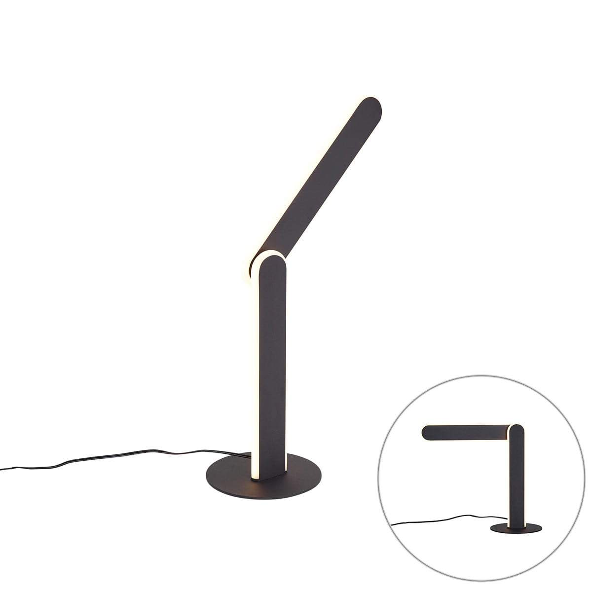 Qazqa Design tafellamp zwart met dimbare LED voor home office en slaapkamer
