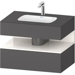 Duravit Collection One Einbauwaschtisch mit Konsolenwaschtischunterbau, 800x550x600mm, Nische Weiß hochglänzend, QA4785022490010, Farbe: Graphit Matt/mit Nischenbeleuchtung