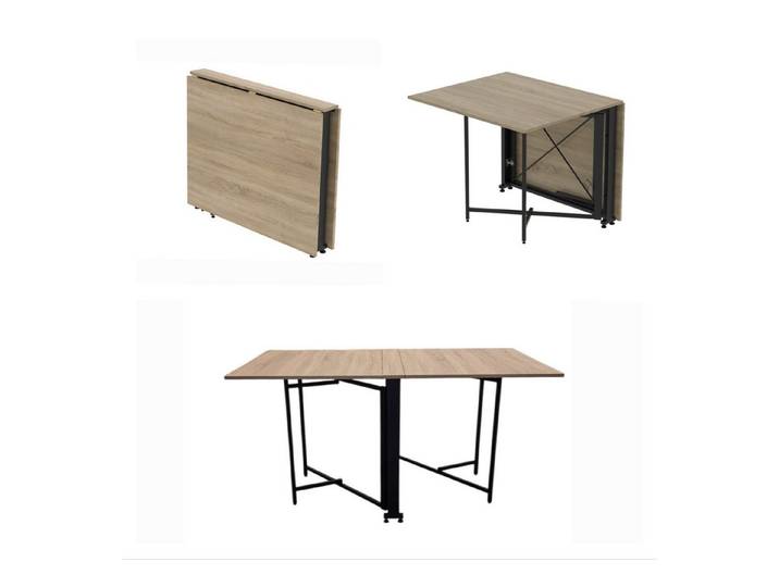 Rodnik Schreibtisch / Esstisch klappbar (Loft-Design, Metallgestell pulverbeschichtet), stabil & platzsparend - ausklappbar von 13,5 cm bis 152 cm