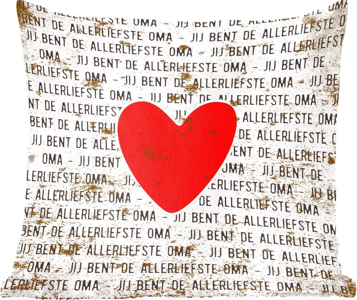PillowMonkey Sierkussen met tekst Jij bent de allerliefste oma - 45 x 45 cm