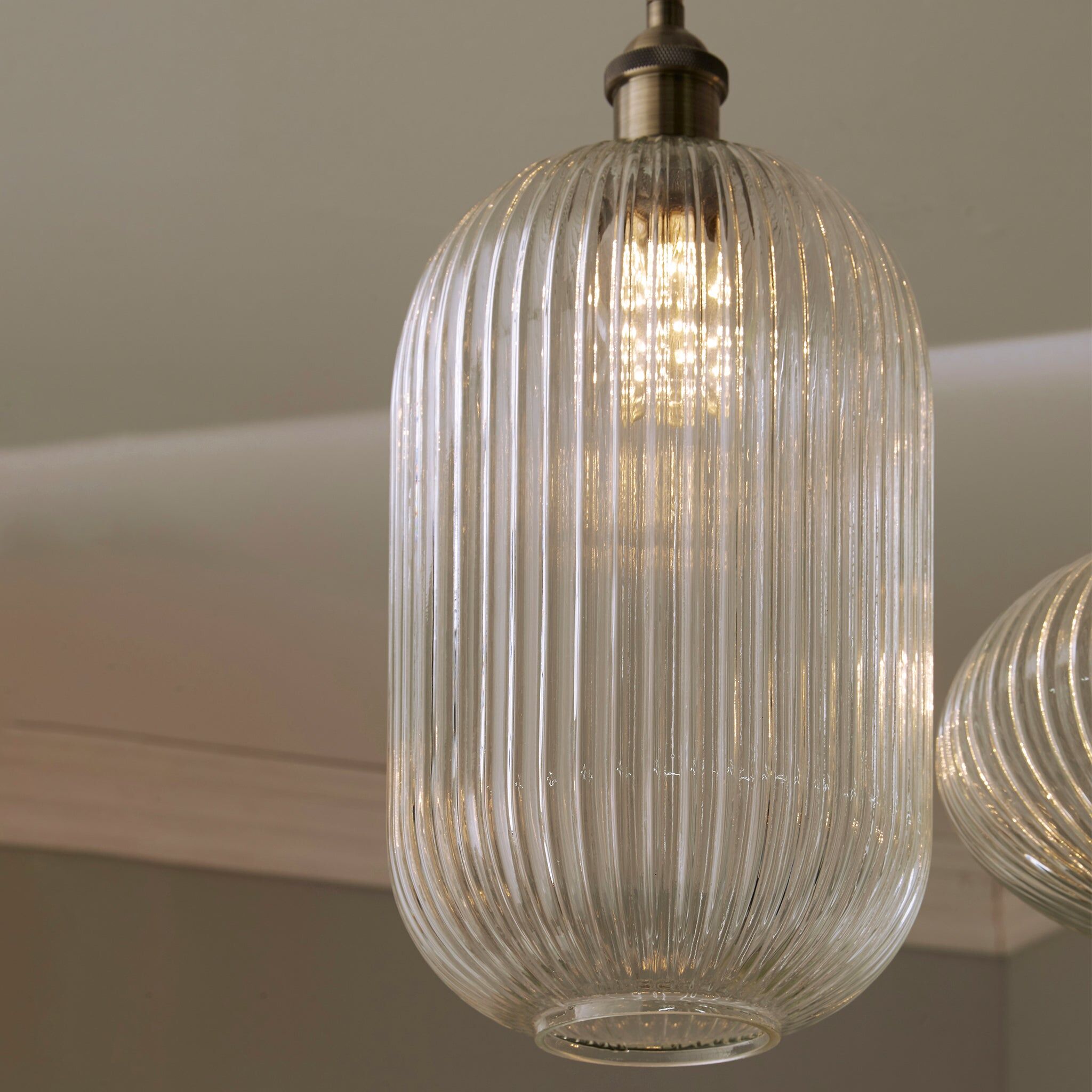 Pacific Lifestyle - Abigail Clear Ribbed Glass Tall Pendant