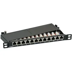 EFB 37738SW.12 Mini-Patchpanel STP 12xRJ45 Cat.6A, 10? 0,5HE, RAL9005 schwarz 37738SW12