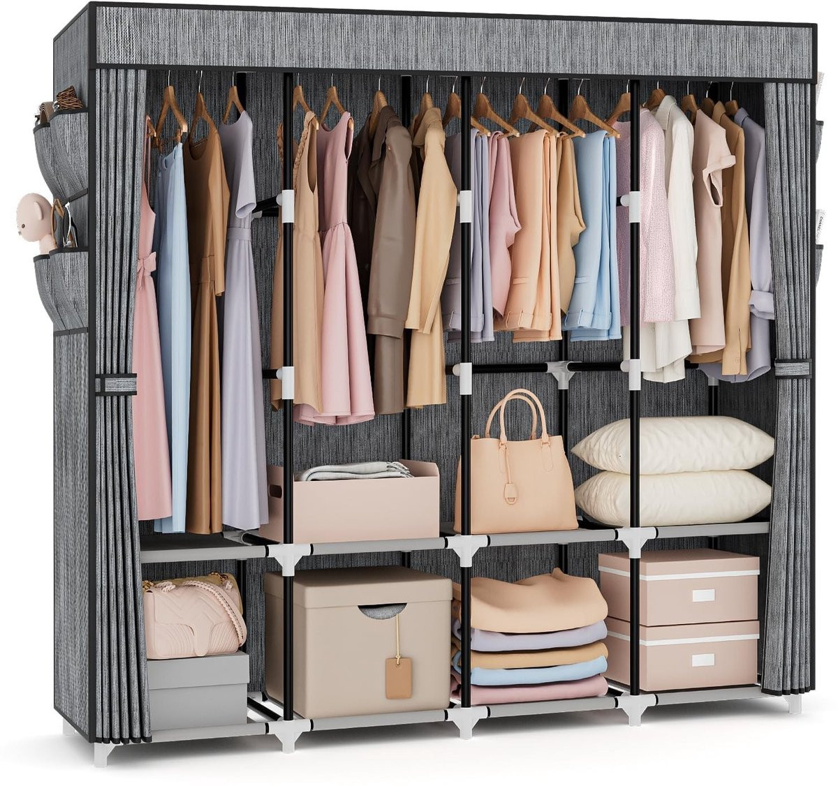Merkloze textiele kledingkast met grote capaciteit voor de slaapkamer