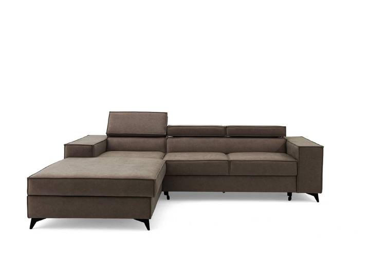 Muffo Ecksofa PURE S, Bettwäschebehälter, modernes Design, Verstellbare Kopfstützen, Gelegenheitsschlaf-Funktion